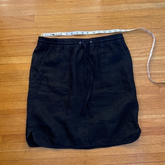 LORD and Taylor linen skirt navy blue slits scalloped hem pockets size small - Picture 2 of 14